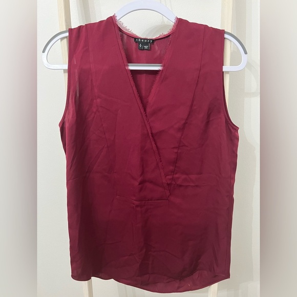 Theory 100% Silk Raw Edge Sleeveless Top Size Small - Picture 1 of 6